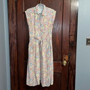 Loft Floral Dress, Button Down with attached Sash size 6